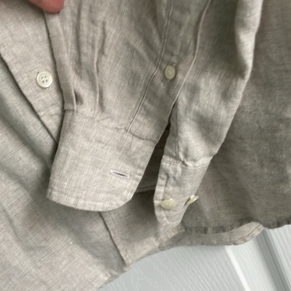 NWOT Linen Murano button-down long sleeve shirt in oatmeal color size L - Picture 4 of 8